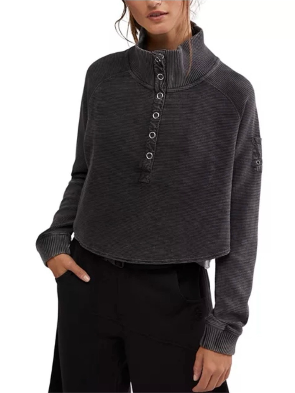 Free People Movement Henley Style Oversized Long Sleeve Top